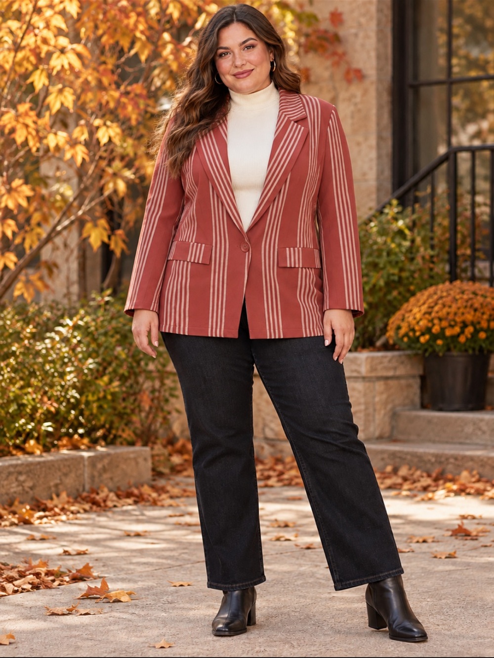 Torrid Size 2 Rust Stripped Blazer Business Casual Fall Workwear